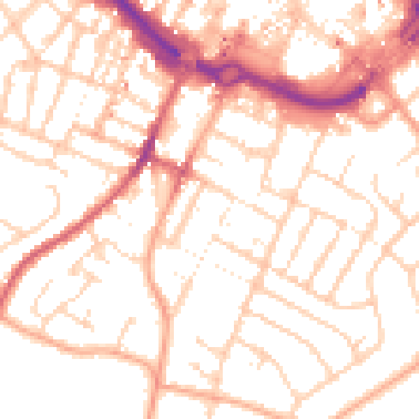 Daytime road noise heatmap for LU1 3SF