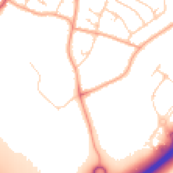 Daytime road noise heatmap for LU1 3SJ