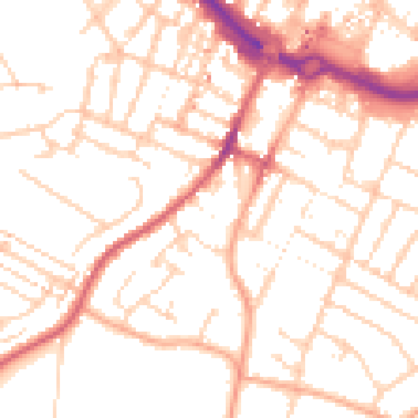 Daytime road noise heatmap for LU1 3SS