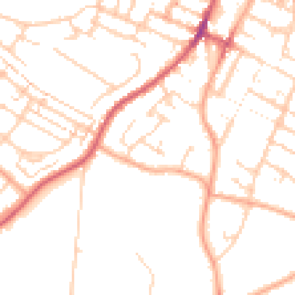 Daytime road noise heatmap for LU1 3SX
