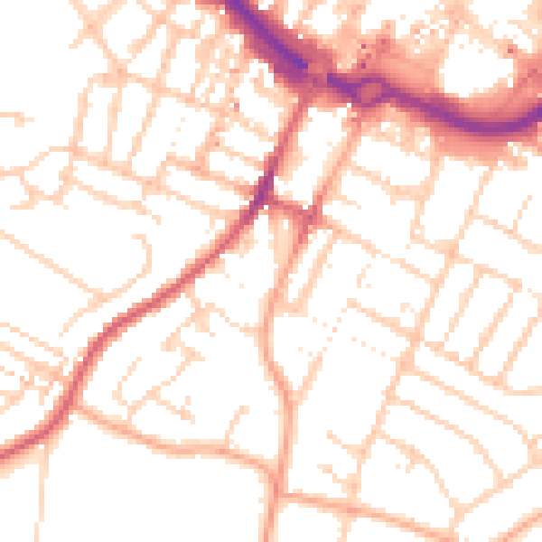 Daytime road noise heatmap for LU1 3UD