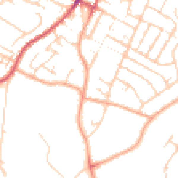 Daytime road noise heatmap for LU1 3UG