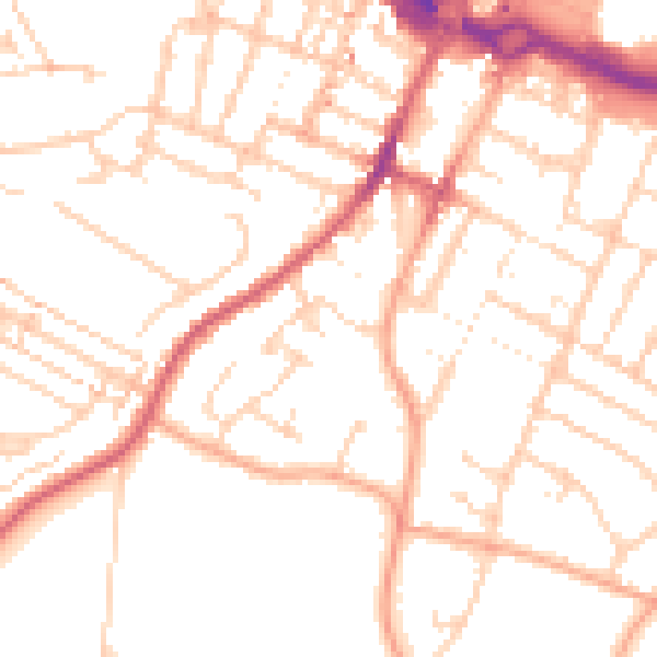 Daytime road noise heatmap for LU1 3UN