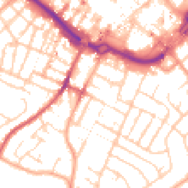 Daytime road noise heatmap for LU1 3UY