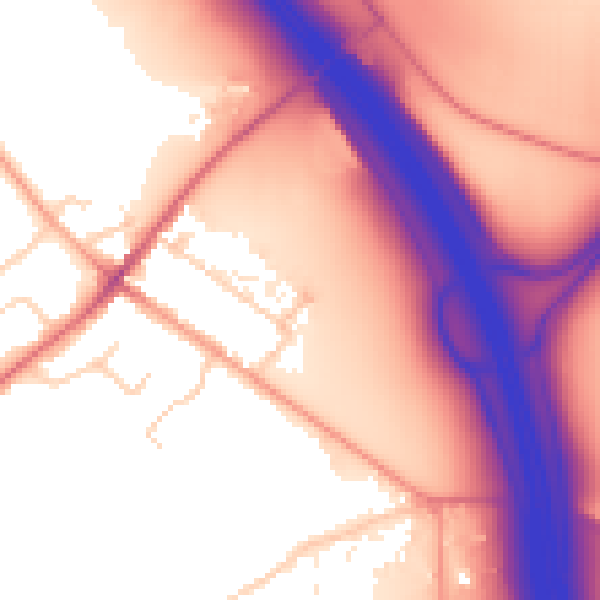 Daytime road noise heatmap for LU1 4AB