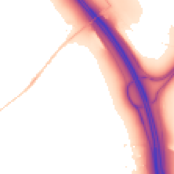 Night-time road noise heatmap for LU1 4AB