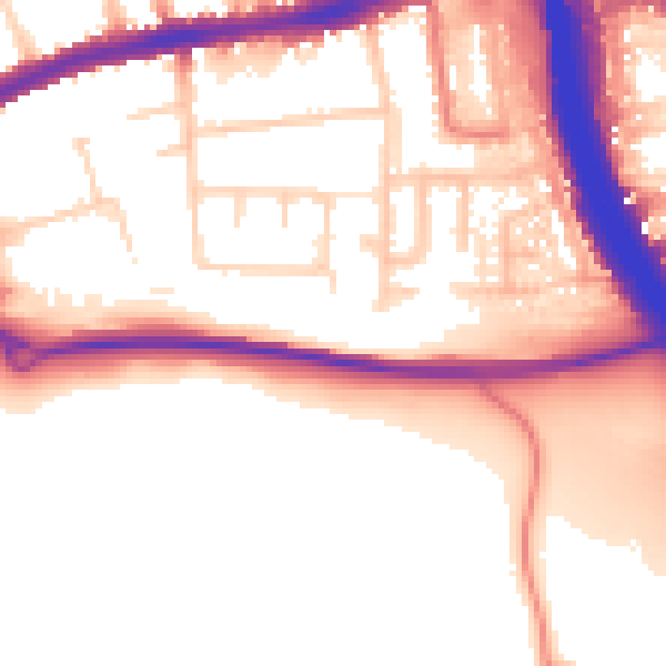 Daytime road noise heatmap for LU1 4AY