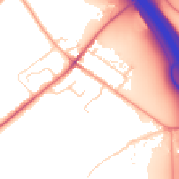 Daytime road noise heatmap for LU1 4BE