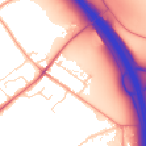 Daytime road noise heatmap for LU1 4BL