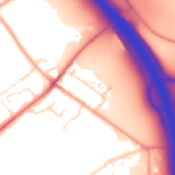 Daytime road noise heatmap for LU1 4BN
