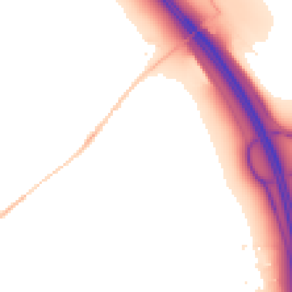 Night-time road noise heatmap for LU1 4BN