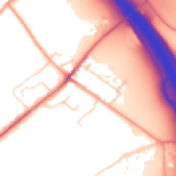 Daytime road noise heatmap for LU1 4BP