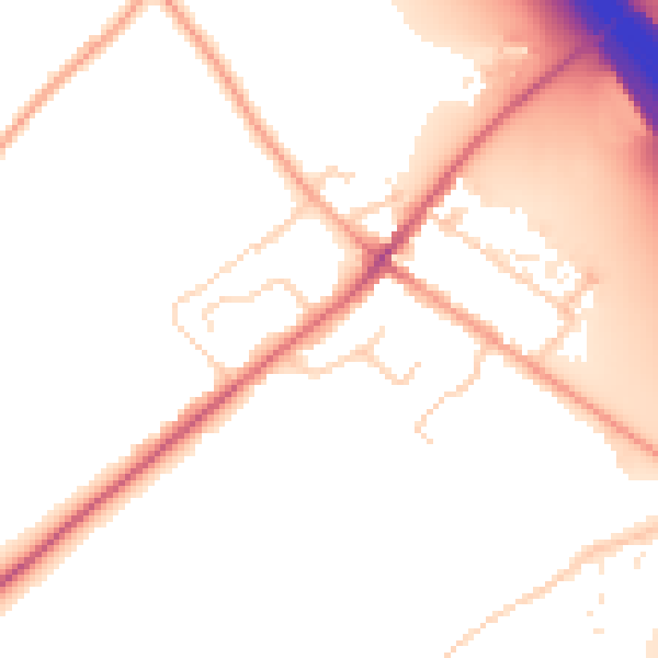Daytime road noise heatmap for LU1 4BU