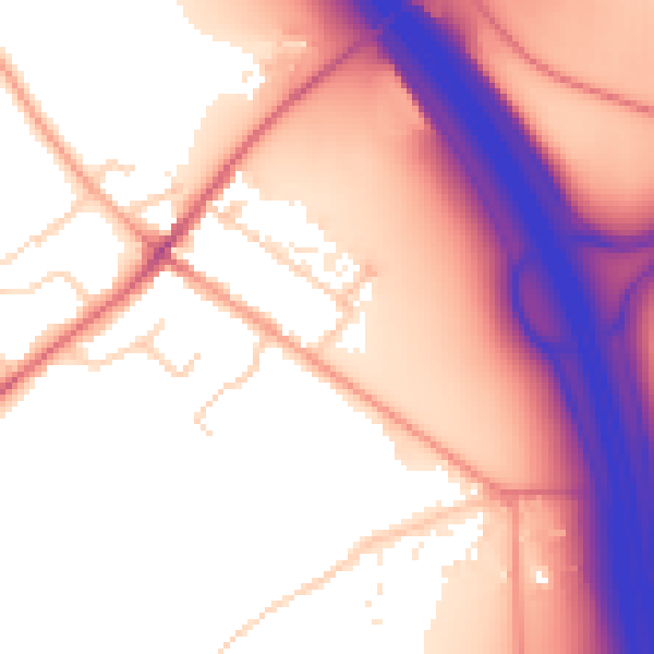 Daytime road noise heatmap for LU1 4BW