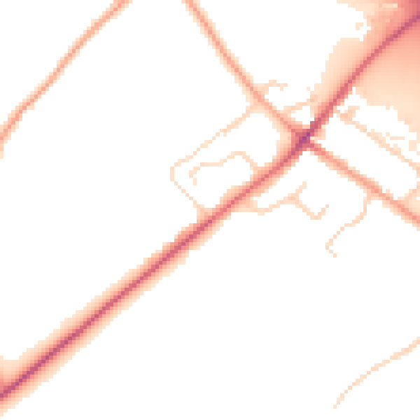 Daytime road noise heatmap for LU1 4BX