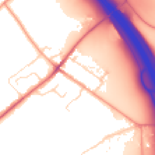 Daytime road noise heatmap for LU1 4DA