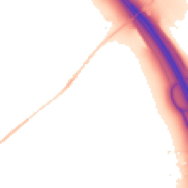 Night-time road noise heatmap for LU1 4DA