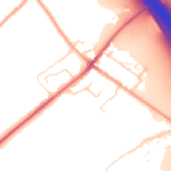 Daytime road noise heatmap for LU1 4DD