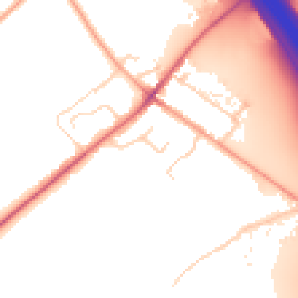 Daytime road noise heatmap for LU1 4DE
