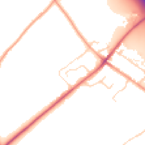 Daytime road noise heatmap for LU1 4DU