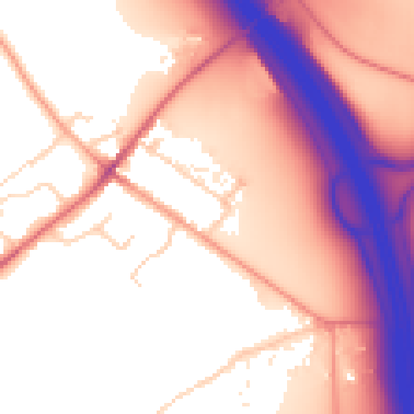 Daytime road noise heatmap for LU1 4DY