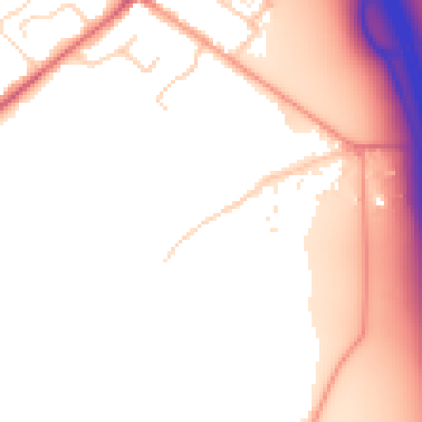 Daytime road noise heatmap for LU1 4FE