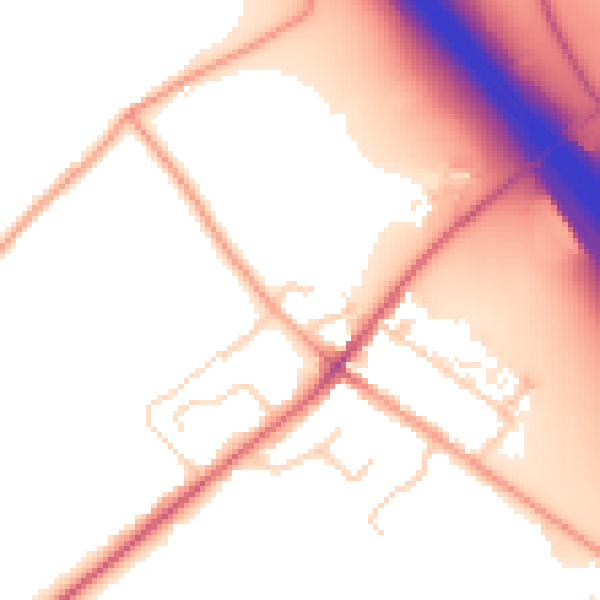 Daytime road noise heatmap for LU1 4FQ