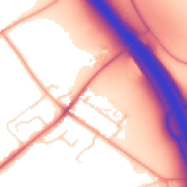 Daytime road noise heatmap for LU1 4HL
