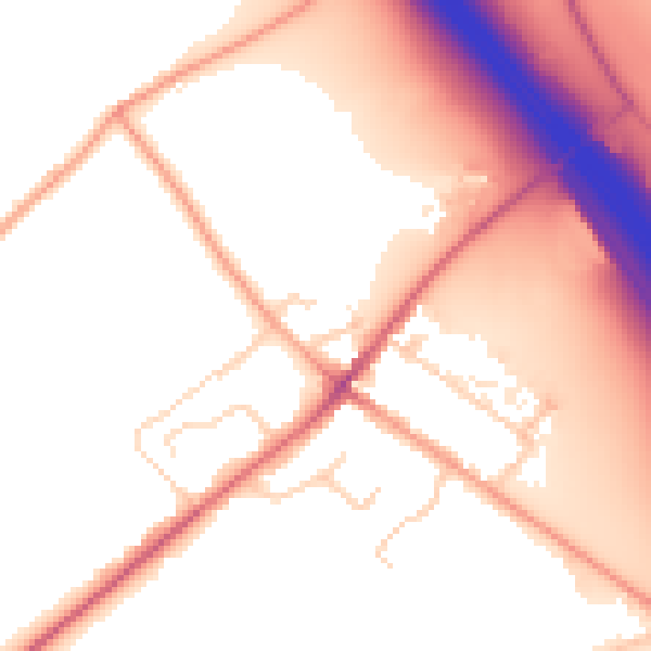 Daytime road noise heatmap for LU1 4JN