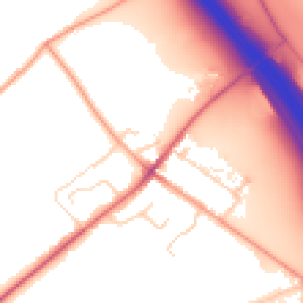 Daytime road noise heatmap for LU1 4JW