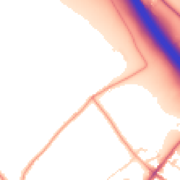 Daytime road noise heatmap for LU1 4NA