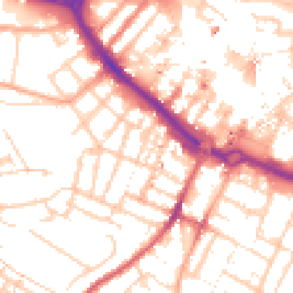 Daytime road noise heatmap for LU1 5AF