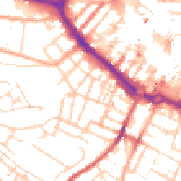 Daytime road noise heatmap for LU1 5AT