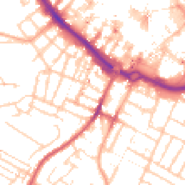 Daytime road noise heatmap for LU1 5BG