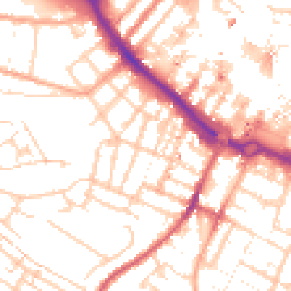 Daytime road noise heatmap for LU1 5BS