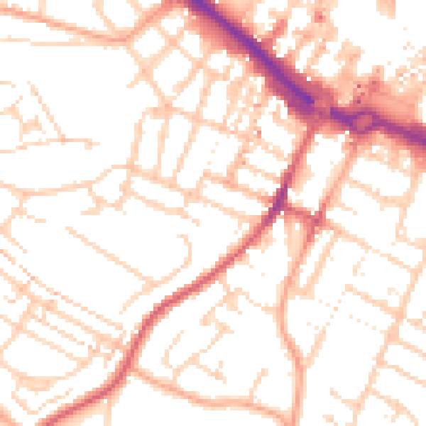 Daytime road noise heatmap for LU1 5ED