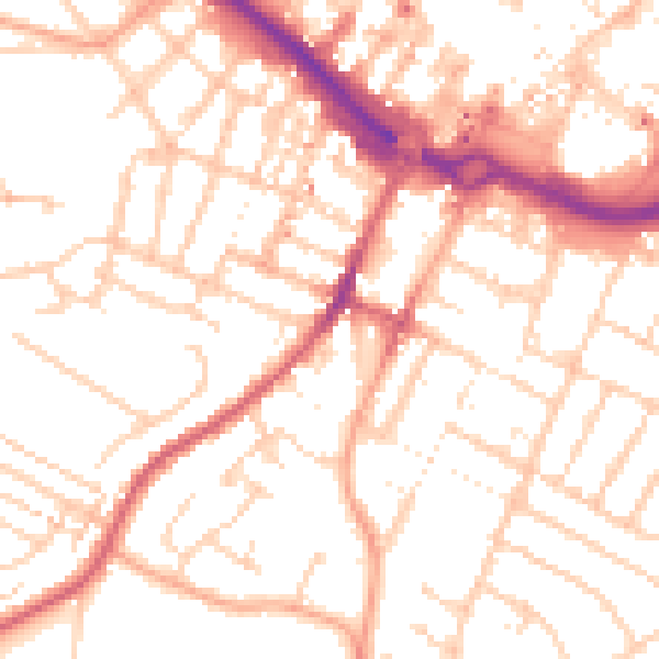 Daytime road noise heatmap for LU1 5EE