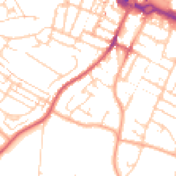 Daytime road noise heatmap for LU1 5EN