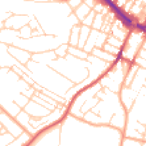 Daytime road noise heatmap for LU1 5FE
