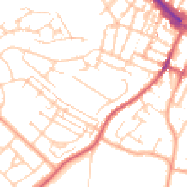 Daytime road noise heatmap for LU1 5HB