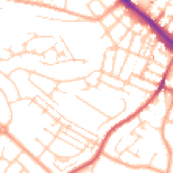 Daytime road noise heatmap for LU1 5HE