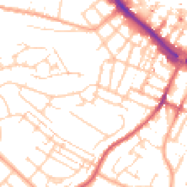 Daytime road noise heatmap for LU1 5HF