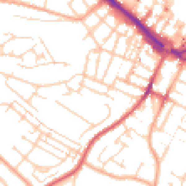 Daytime road noise heatmap for LU1 5HG