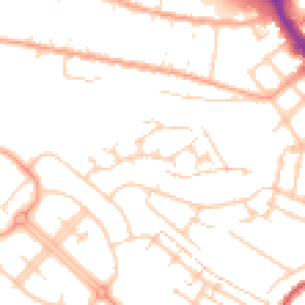 Daytime road noise heatmap for LU1 5JU