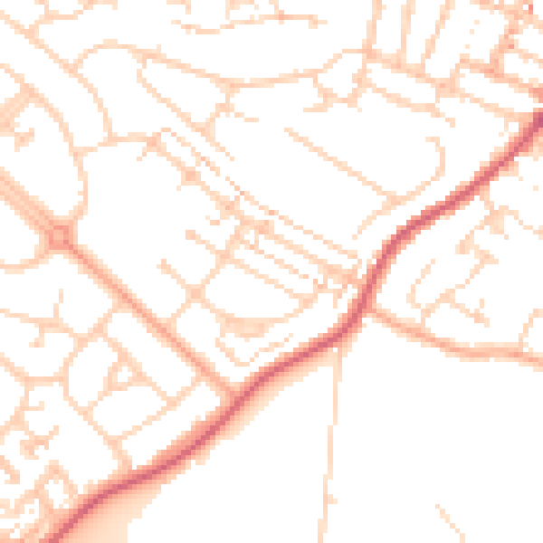 Daytime road noise heatmap for LU1 5NG