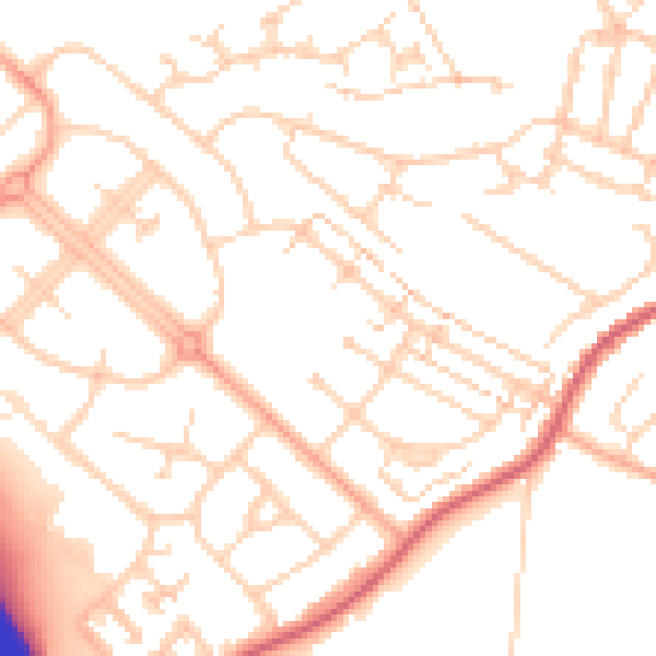 Daytime road noise heatmap for LU1 5NH