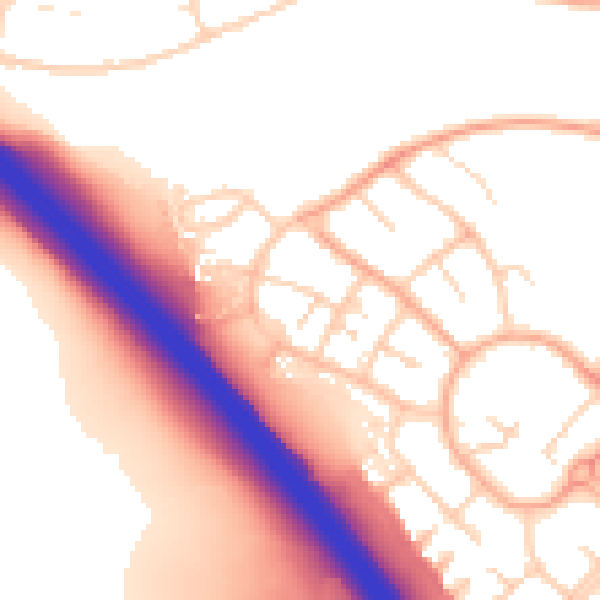 Daytime road noise heatmap for LU1 5RS
