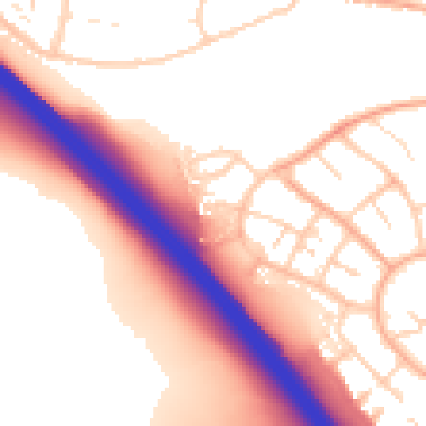 Daytime road noise heatmap for LU1 5RT