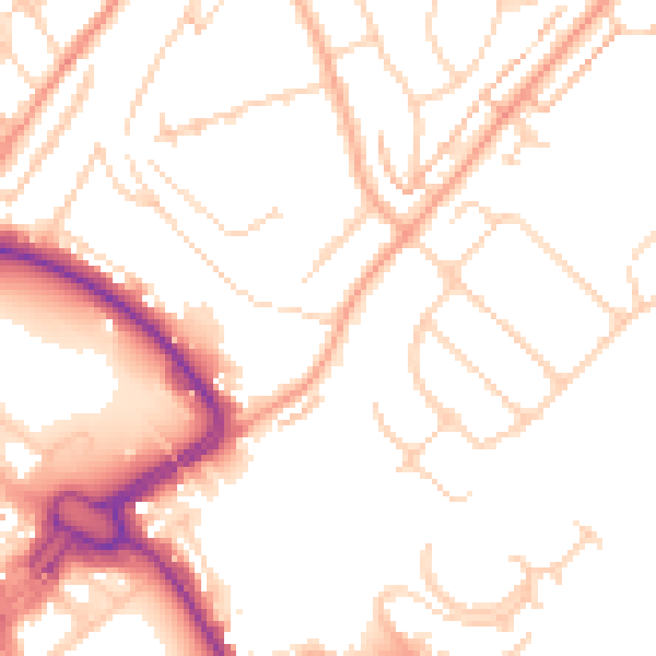 Daytime road noise heatmap for LU2 0AA