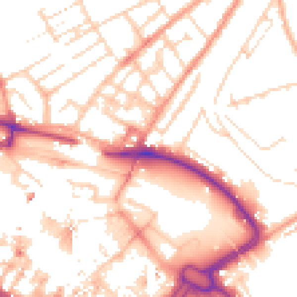 Daytime road noise heatmap for LU2 0AB